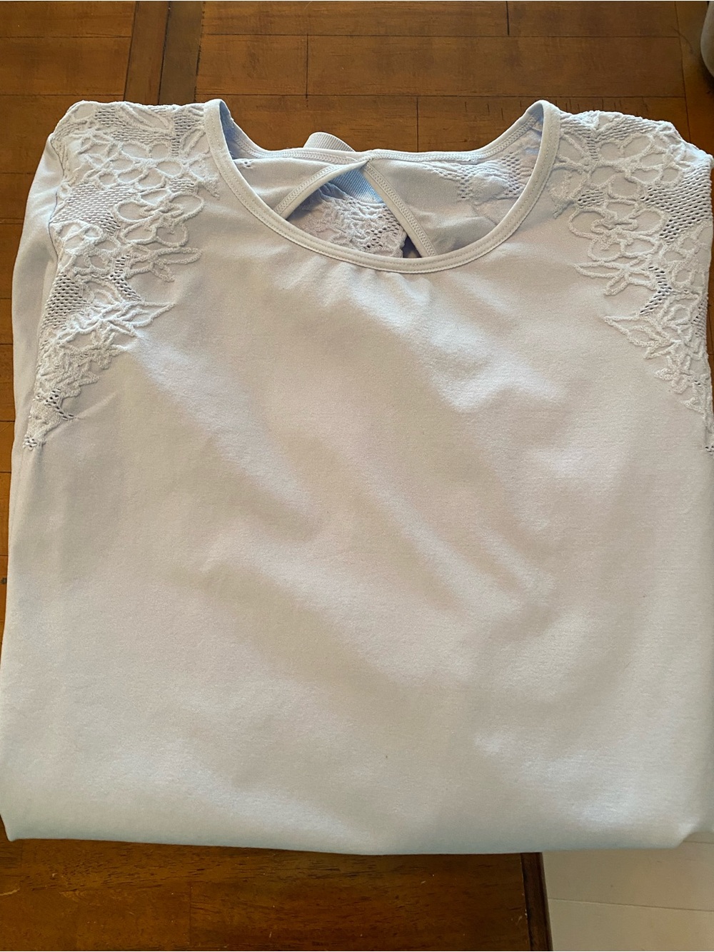 Fabletics White Lace-Shoulder Tank with Back Crossover